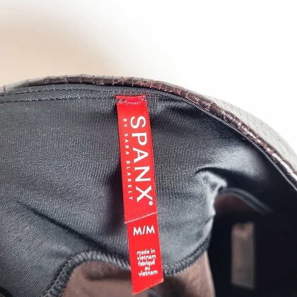 SPANX faux leather croc leggings brown/black NWT - Picture 8 of 9